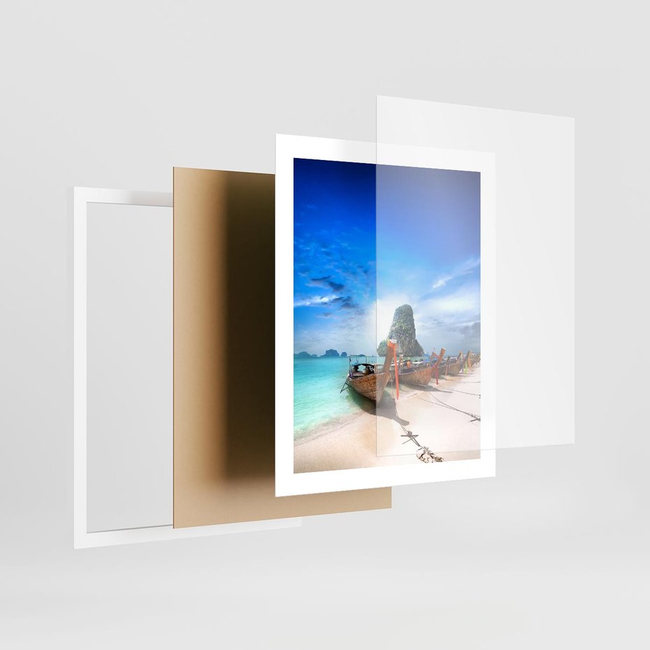 Plakat w ramie 40x50 - Morze na Łodzi - morze, łódź - rama biała