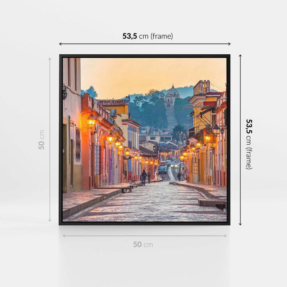 Obraz w ramie 50x50 - W stronę marzycielskich horyzontów - włoska uliczka, wieczór - rama czarna