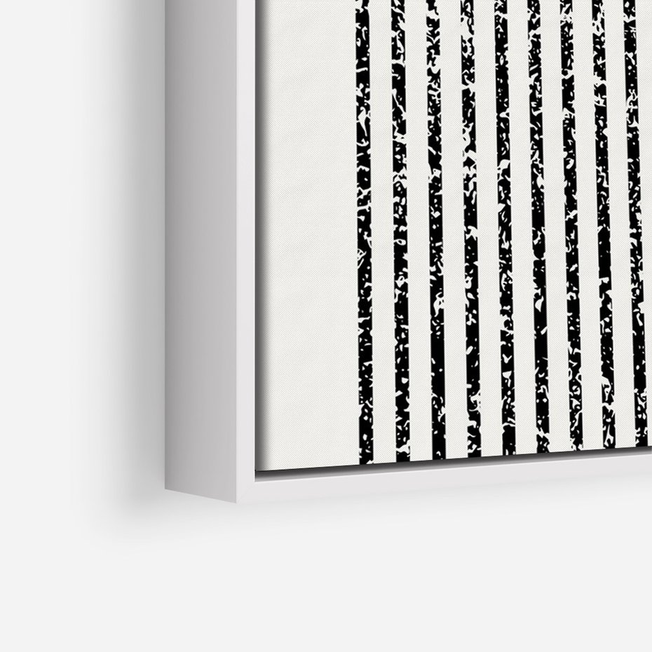 Obraz w ramie 50x70 - Księga Wibracji - abstrakcyjne czarno białe formy, minmalizm - rama biała