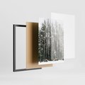 Zestaw obrazy w ramie 50x70 galeria - Kawa, las, zima, przytulnie - rama czarna