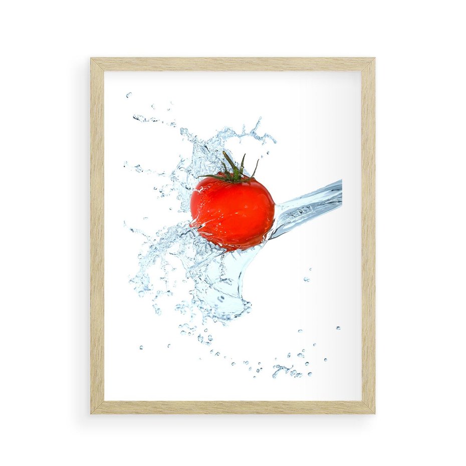 Plakat w ramie 40x50 - Apetyczna KuchniaNowoczesna Ekspresja - pomidor, jedzenie - rama drewno