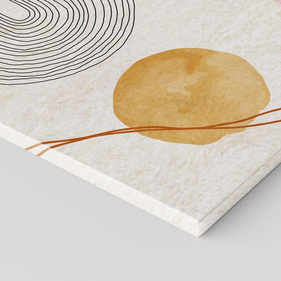 Obraz na płótnie 70x50 - Liście i Geometrie - nowoczesny, akwarelowe plamy