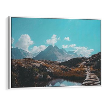 Obraz w ramie 120x80 - Inspirujący Pejzaż - ścieżka, górska - rama biała
