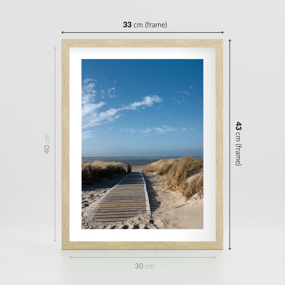 Plakat w ramie 30x40 - Boho na Plaży - plaża, pomost - rama drewno