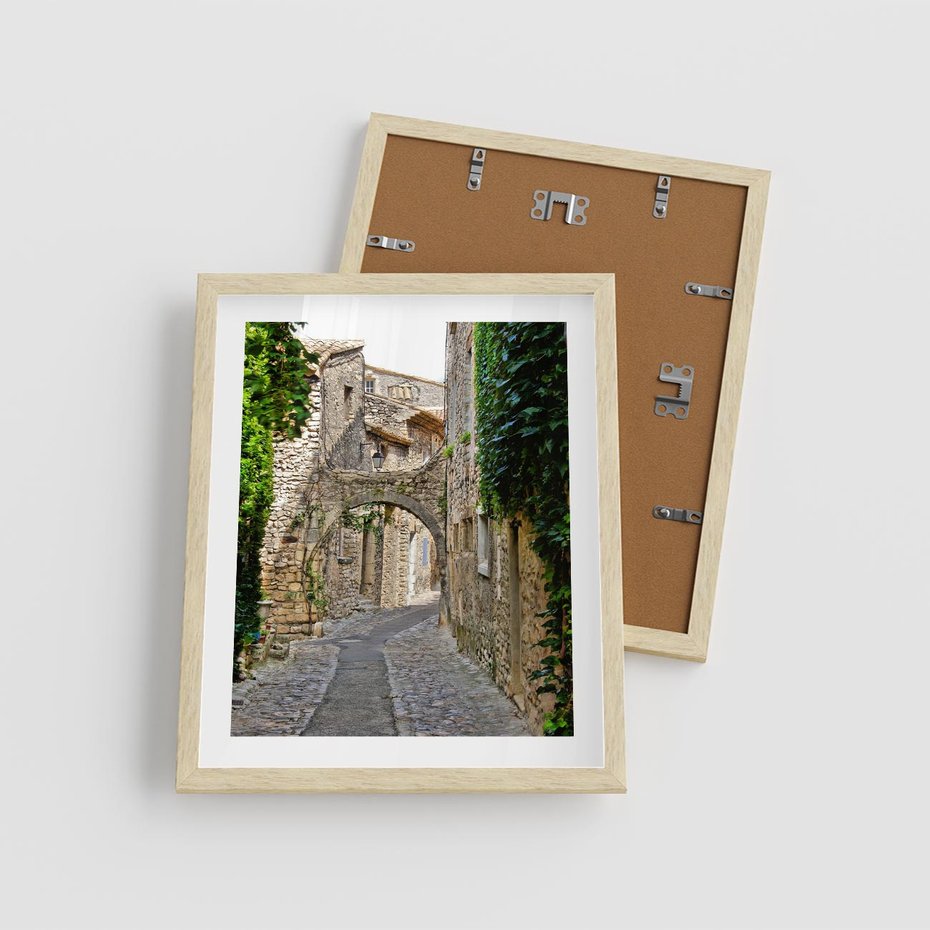 Plakat w ramie 40x50 - Urokliwa perspektywa uliczki - uliczka, perspektywa - rama drewno