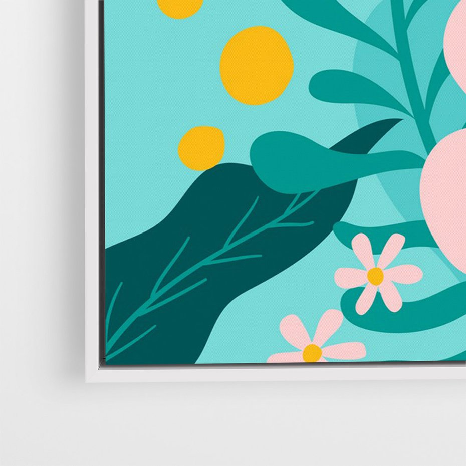 Obraz w ramie 70x100 - Kwiatowy Impuls - pastelowa kompozycja, kwiaty - rama biała