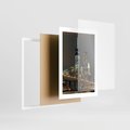 Plakat w ramie 30x40 - Miasto rozświetlone nocnym blaskiem - miasto, nocą - rama biała