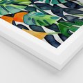 Plakat w ramie 50x70 - Tropikalne Pragnienia - akwarela, liście tropikalne - rama biała