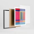 Plakat w ramie 40x50 - Wnętrza Rozplątanych Barw - abstrakcyjny geometryczny obraz olejny, kolorowe pasy - rama czarna