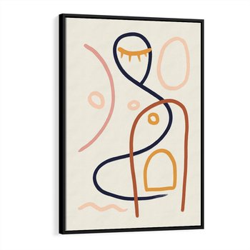 Obraz w ramie 50x70 - Mgnienie Oka - abstrakcja w stylu picasso, beżowe tło - rama czarna