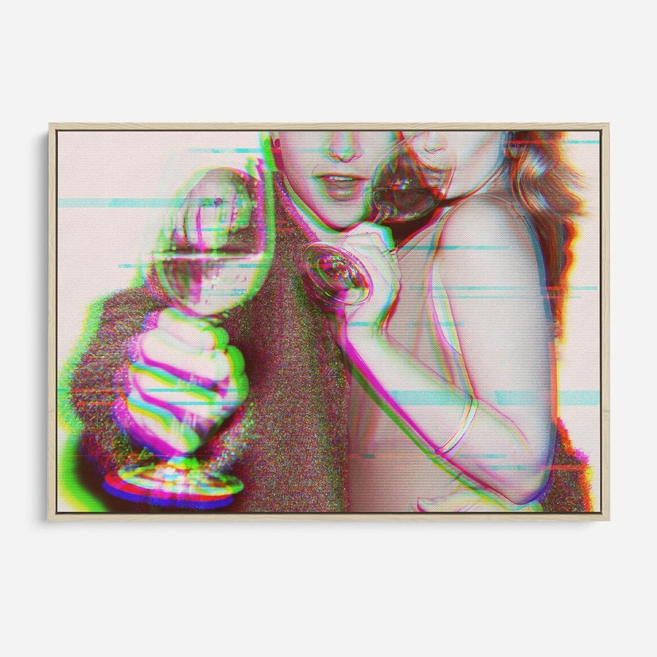 Obraz w ramie 120x80 - Zakochani na Kliszy - zdjecie, stara prześwietlona klisza - rama drewno