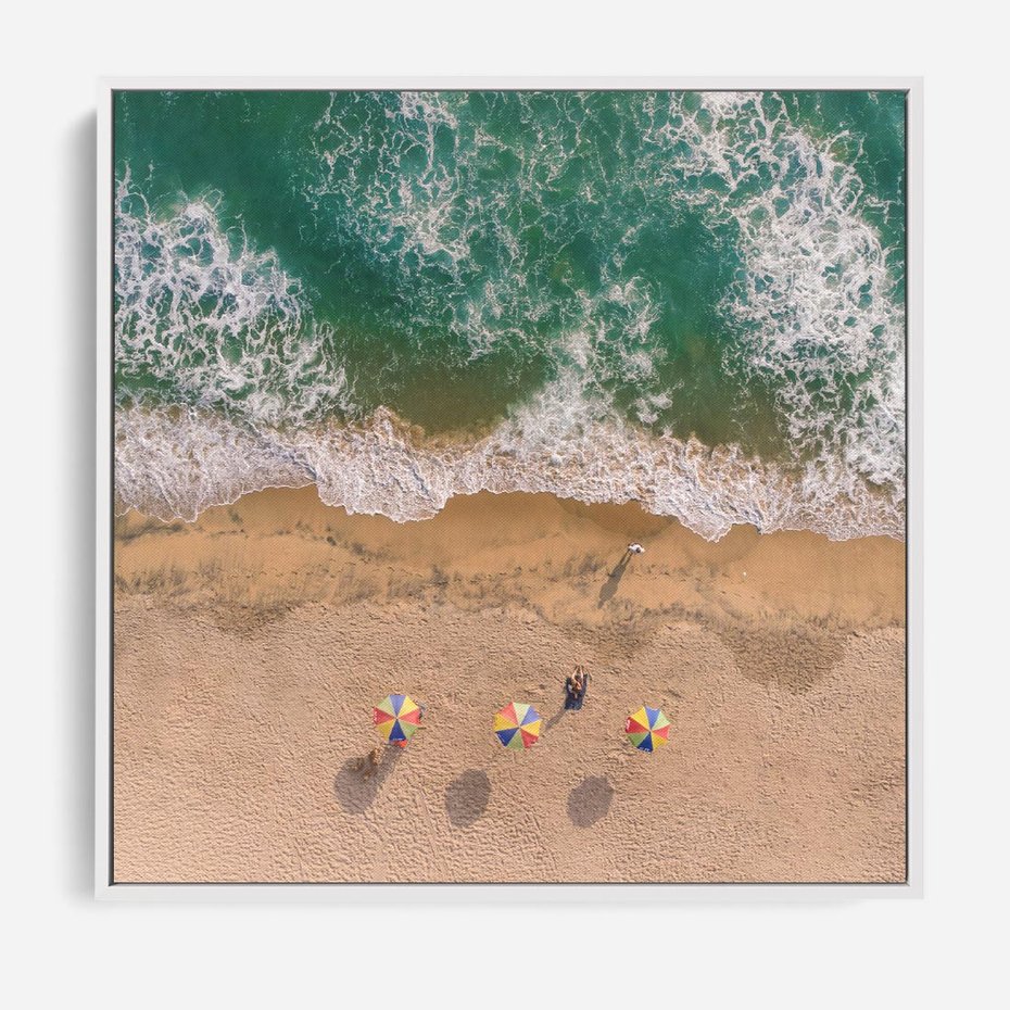 Obraz w ramie 80x80 - Letnie Wakacje na Horyzoncie - plaża, morze - rama biała