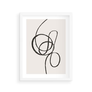 Plakat w ramie 50x70 - Migotliwa Kreatywność - abstrakcyjne szkicowane linie, minimalizm - rama biała