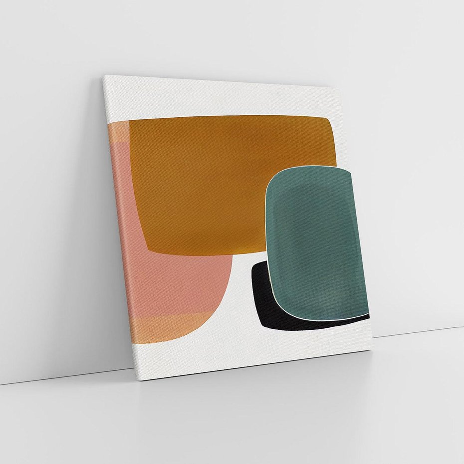 Obraz na płótnie 60x60 - Emocje w akwarelach - geometryczne dziwne kształty, turkusowy