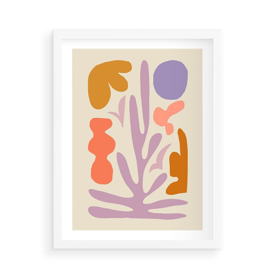 Plakat w ramie 50x70 - Przenikająca Harmonia - abstrakcyjny obraz, pastelowe kolory - rama biała