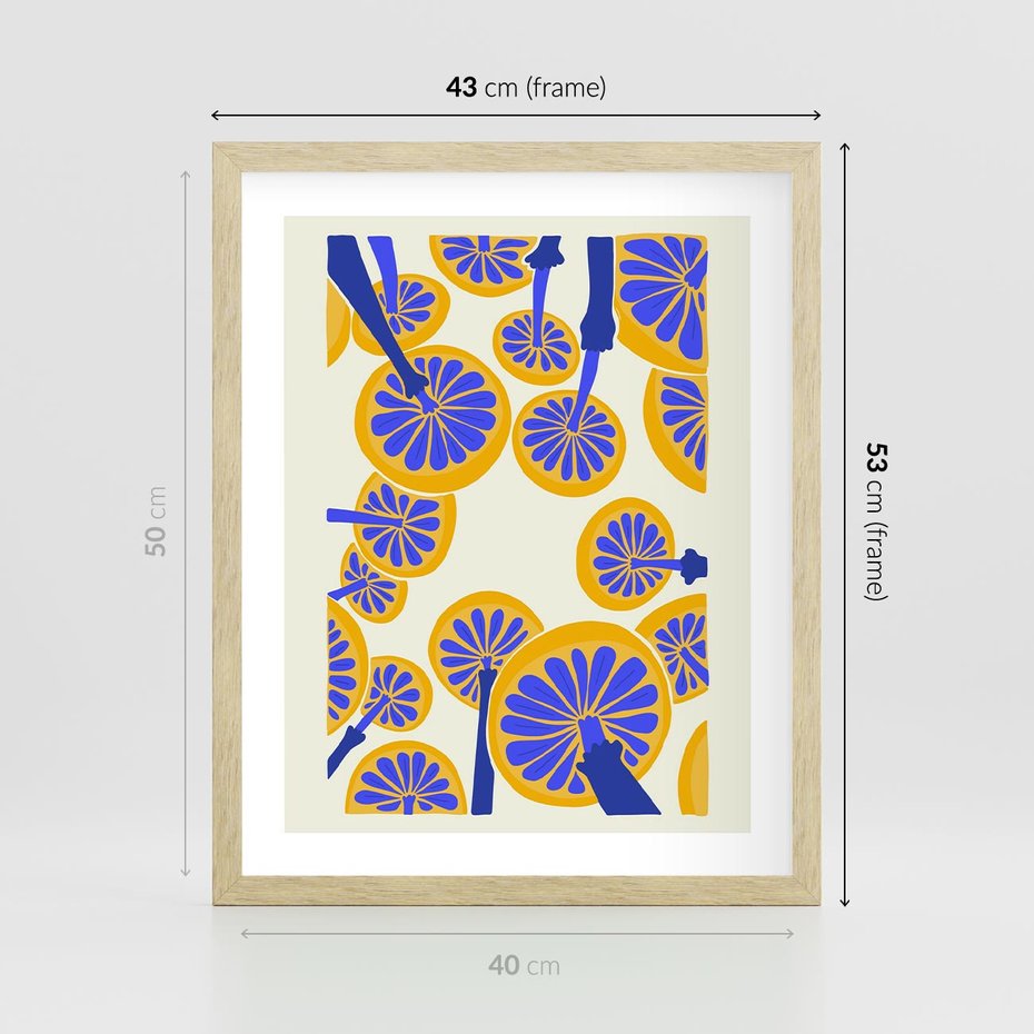 Plakat w ramie 40x50 - Malowane w słońcu - abstrakcyjna kompozycja, grzyby - rama drewno