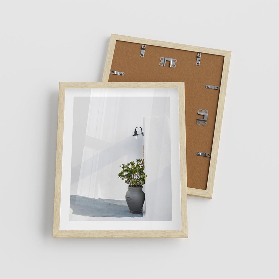 Plakat w ramie 40x50 - Błękitne wybrzeże - Santorini, Grecja - rama drewno