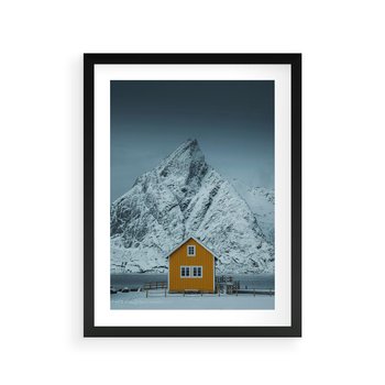 Plakat w ramie 50x70 - Urok Norweskich Domków - Skandynawia, Norwegia - rama czarna