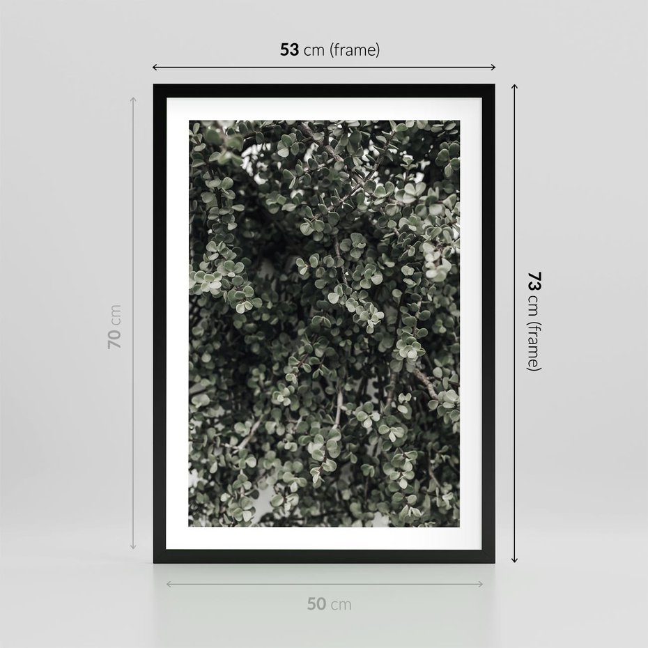 Plakat w ramie 50x70 - Jasnozielone Liście i Gałązki - liście, gałązki - rama czarna