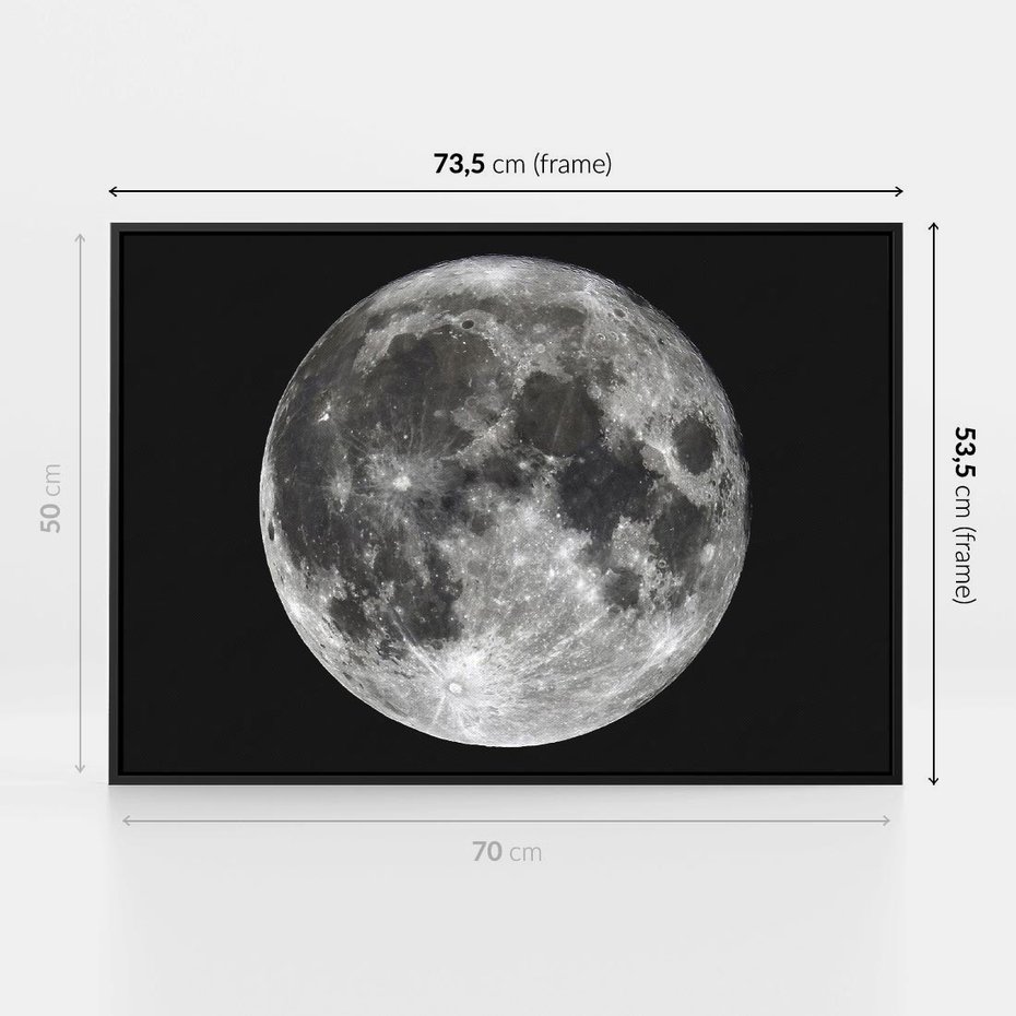 Obraz w ramie 70x50 - Księżycowa Aura - zdjęcie, ogromny księżyc na czarnym tle - rama czarna