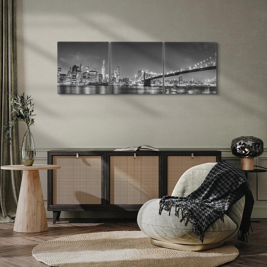 Obraz na płótnie 120x40 - Most w nocnym blasku - Nowy Jork, most