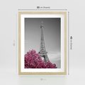 Plakat w ramie 30x40 - Różowy Paryż - czarno białe zdjęcie, wieża eiffla - rama drewno