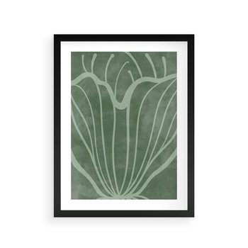 Plakat w ramie 30x40 - Zieleń Kształtująca Spokój - zielony plakat, roślinne inspiracje - rama czarna