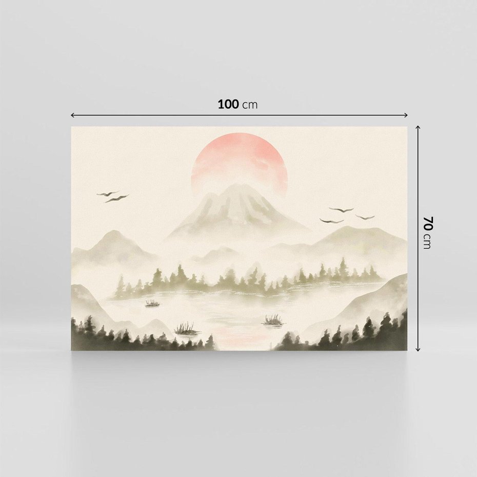 Obraz na płótnie 100x70 - Przyroda Japonii - japońska akwarela, góry