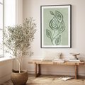 Plakat bez ramy 50x70 - Szmaragdowy Oddech - abstrakcyjne delikatne zielone linie, podobne do gałęzi kwiatów