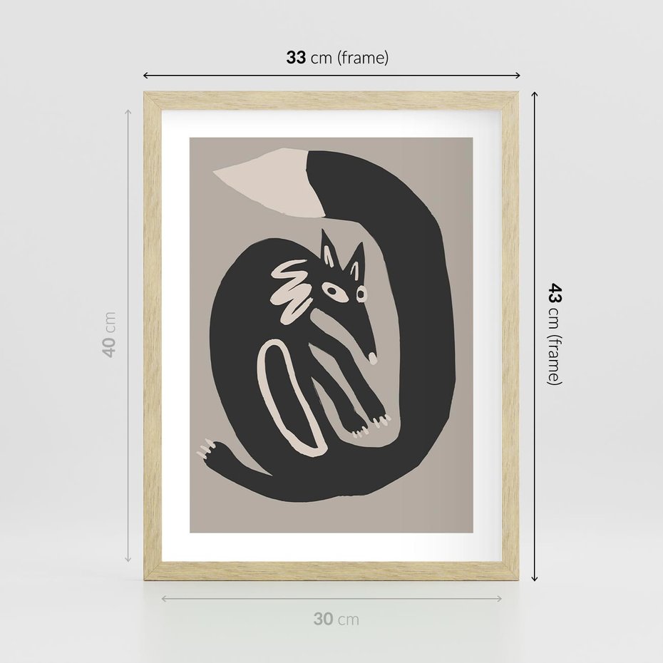 Plakat w ramie 30x40 - Migotliwe Echa Skandynawii - skandynawska sztuka, lis - rama drewno