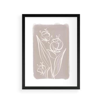 Plakat w ramie 30x40 - Pastelowe Nastroje - nowoczesny subtelny plakat, beżowy - rama czarna