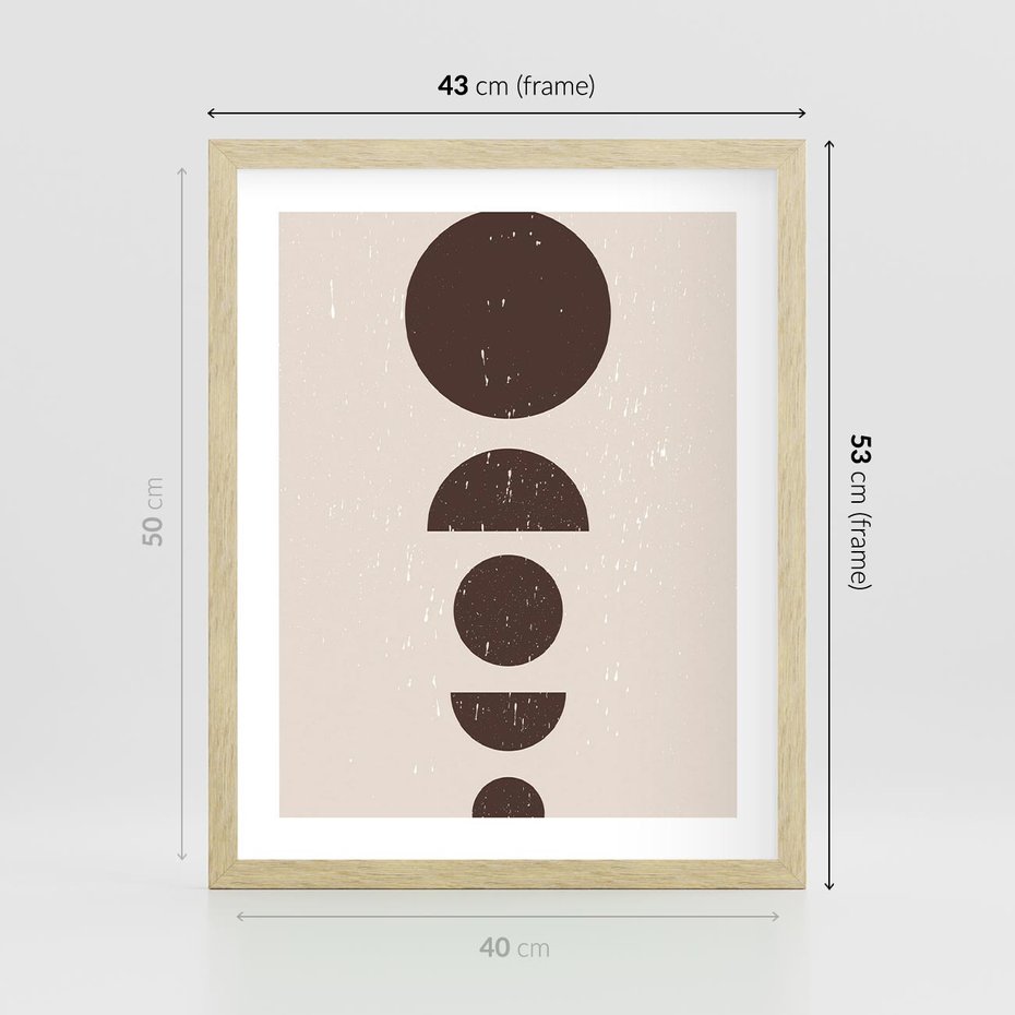 Plakat w ramie 40x50 - Migocące Granice - mid century styl, nowoczesna grafika - rama drewno