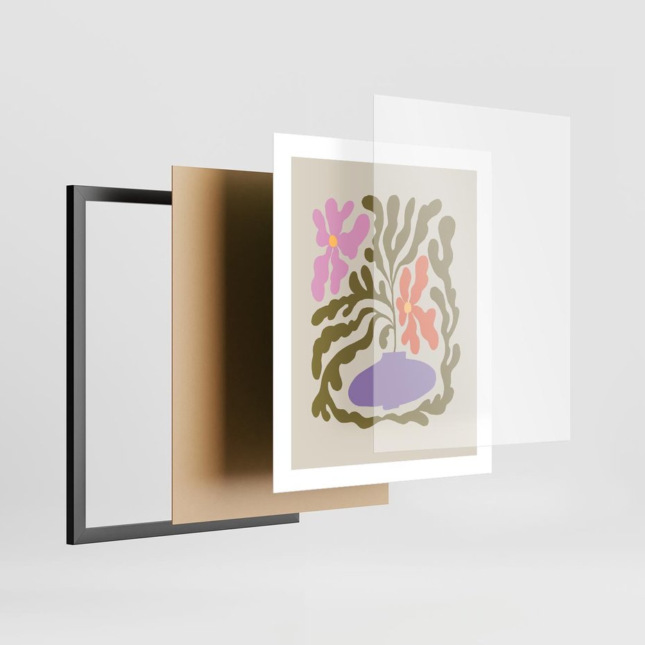 Plakat w ramie 40x50 - Kolorowe Echa - kwiaty, abstrakcja - rama czarna
