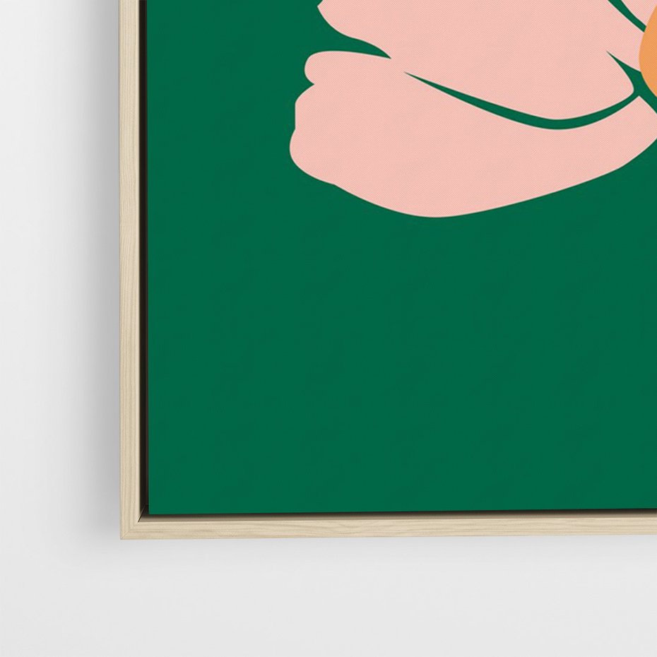 Obraz w ramie 80x120 - Rozbijające Echa - abstrakcyjne kwiaty, zielone tło - rama drewno