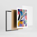 Plakat w ramie 30x40 - Kolorowe Przesunięcia Kształtów - abstrakcyjny obraz olejny, żywe kolory - rama czarna