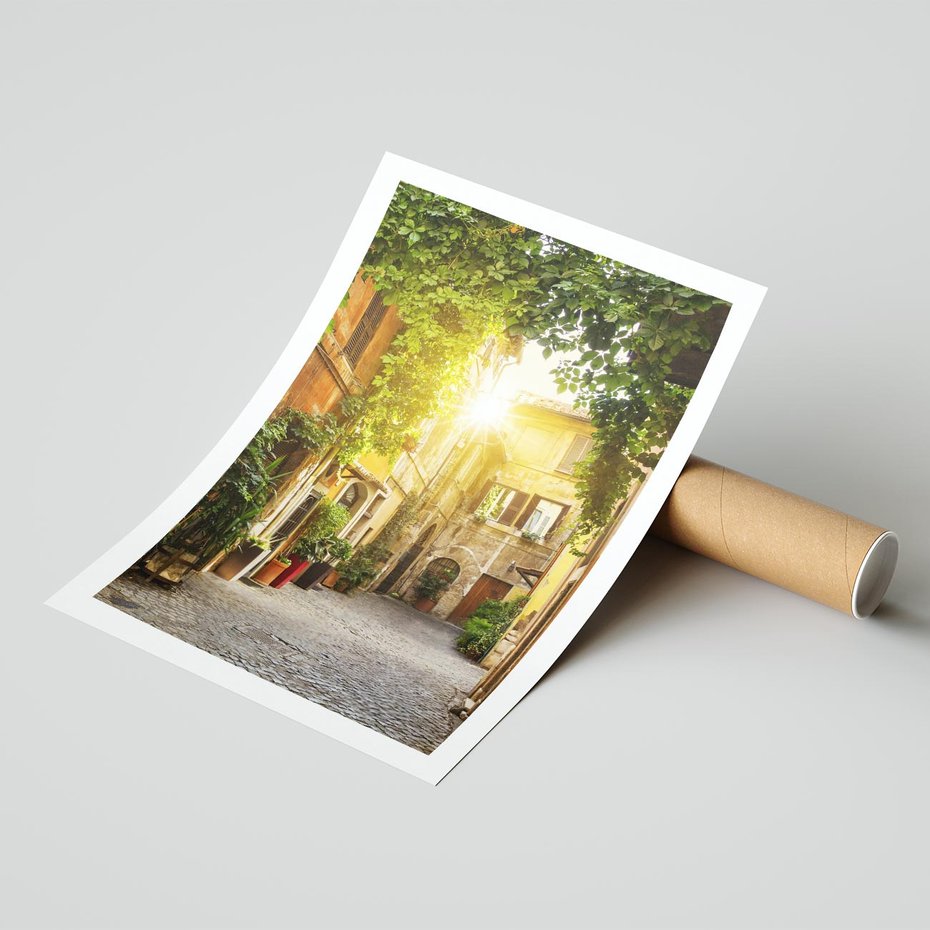 Plakat bez ramy 21x30 - Malownicza Wędrówka - uliczka, perspektywa