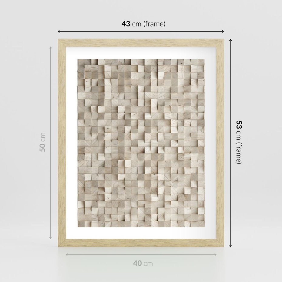 Plakat w ramie 40x50 - Geometryczne 3D: Abstrakcyjna Harmonia - geometryczne, 3D - rama drewno