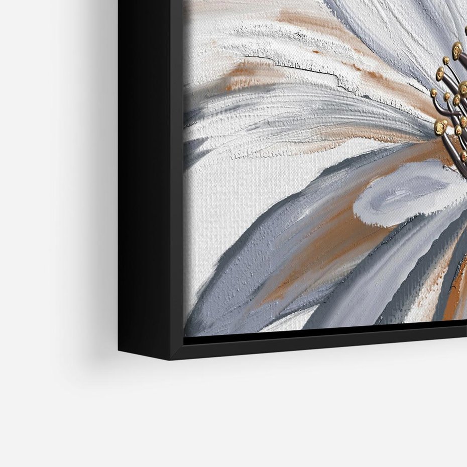 Obraz w ramie 50x50 - Olejne kwiaty - wyraz emocji - kwiaty, malowane - rama czarna