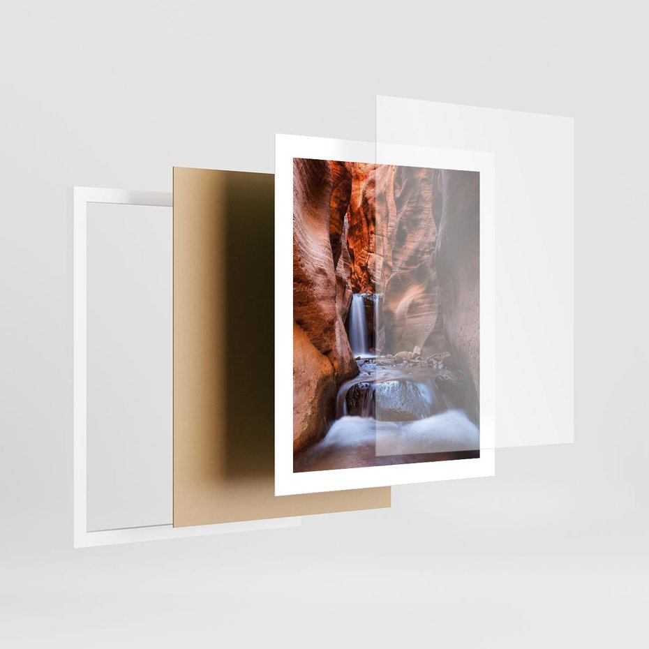 Plakat w ramie 40x50 - Tajemniczy świat jaskini i wodospadu - jaskinia, wodospad - rama biała