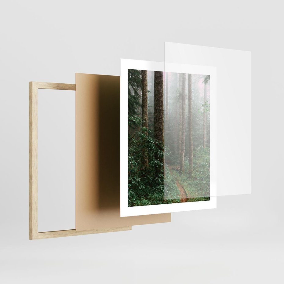 Plakat w ramie 40x50 - Mgliste Marzenia - artystyczna fotografia, las - rama drewno