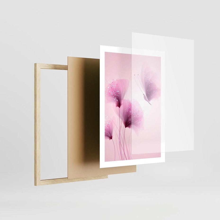 Plakat w ramie 50x70 - Akwarelowe Kwiaty w Pastelach - kwiaty, akwarelowe - rama drewno