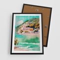 Plakat w ramie 50x70 - Na Zboczu - akwarela, nadmorski pejzaż - rama czarna