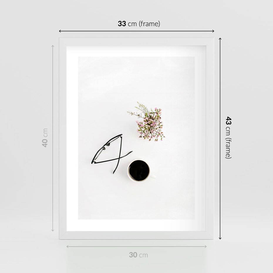 Plakat w ramie 30x40 - Codzienne Radości - kompozycja, bukiet - rama biała