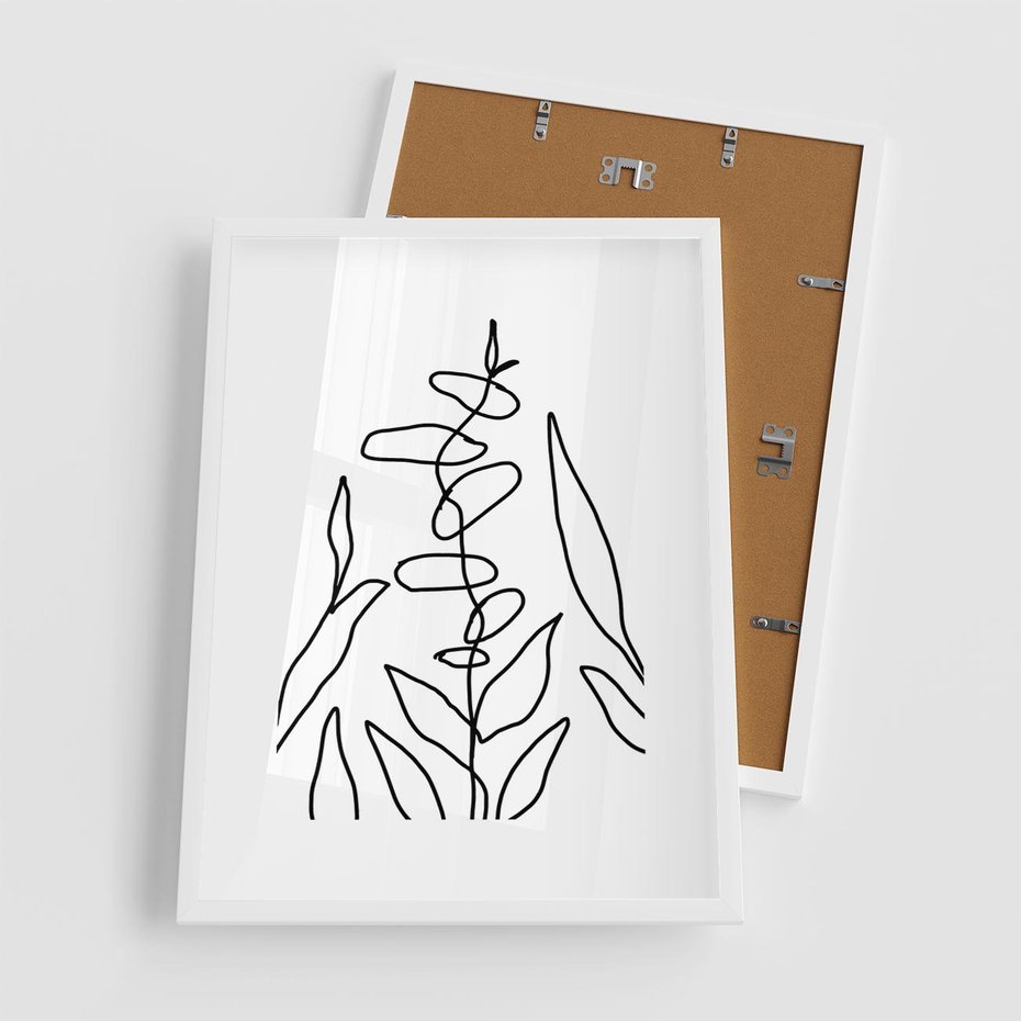 Plakat w ramie 50x70 - Konturem Naznaczone - mroczna sztuka, minimalizm - rama biała