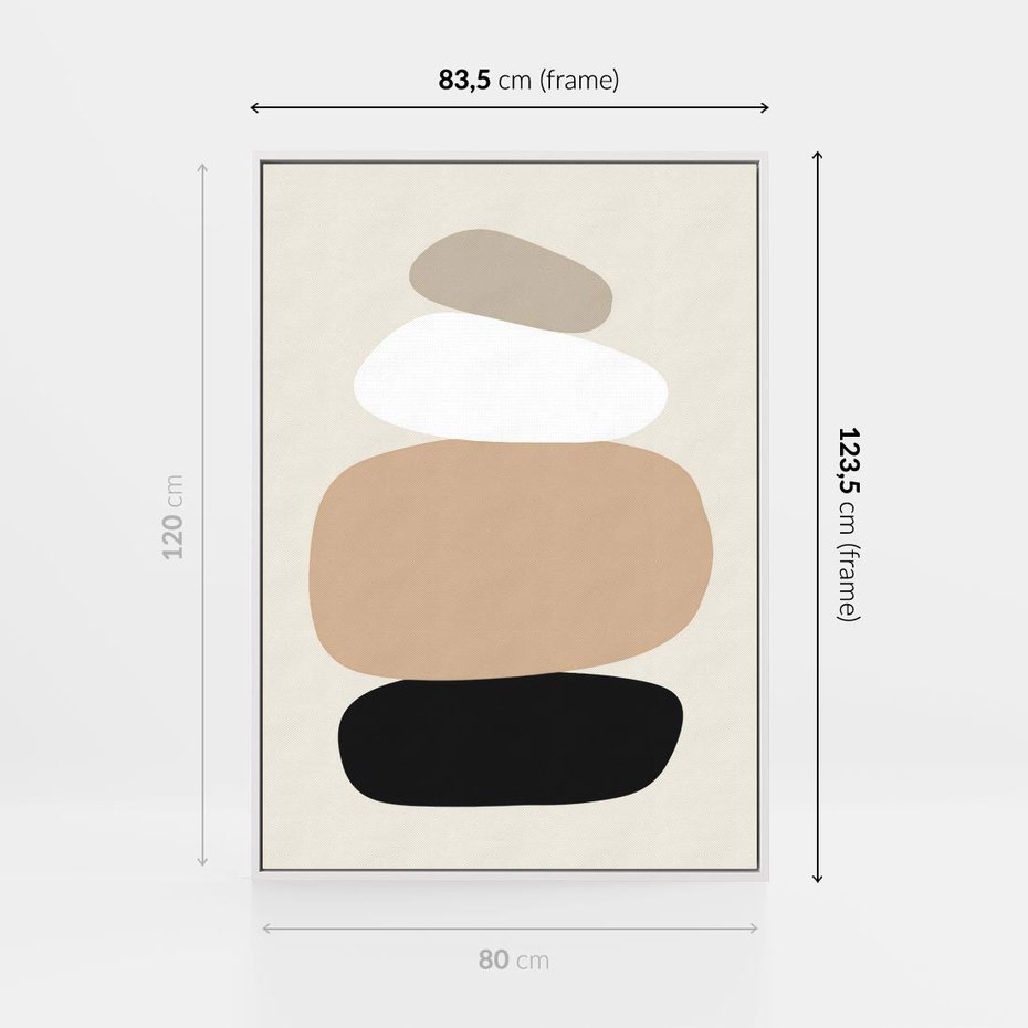 Obraz w ramie 80x120 - Zgeometryzowane Kształty - modernistyczny plakat, obłe kształty - rama biała