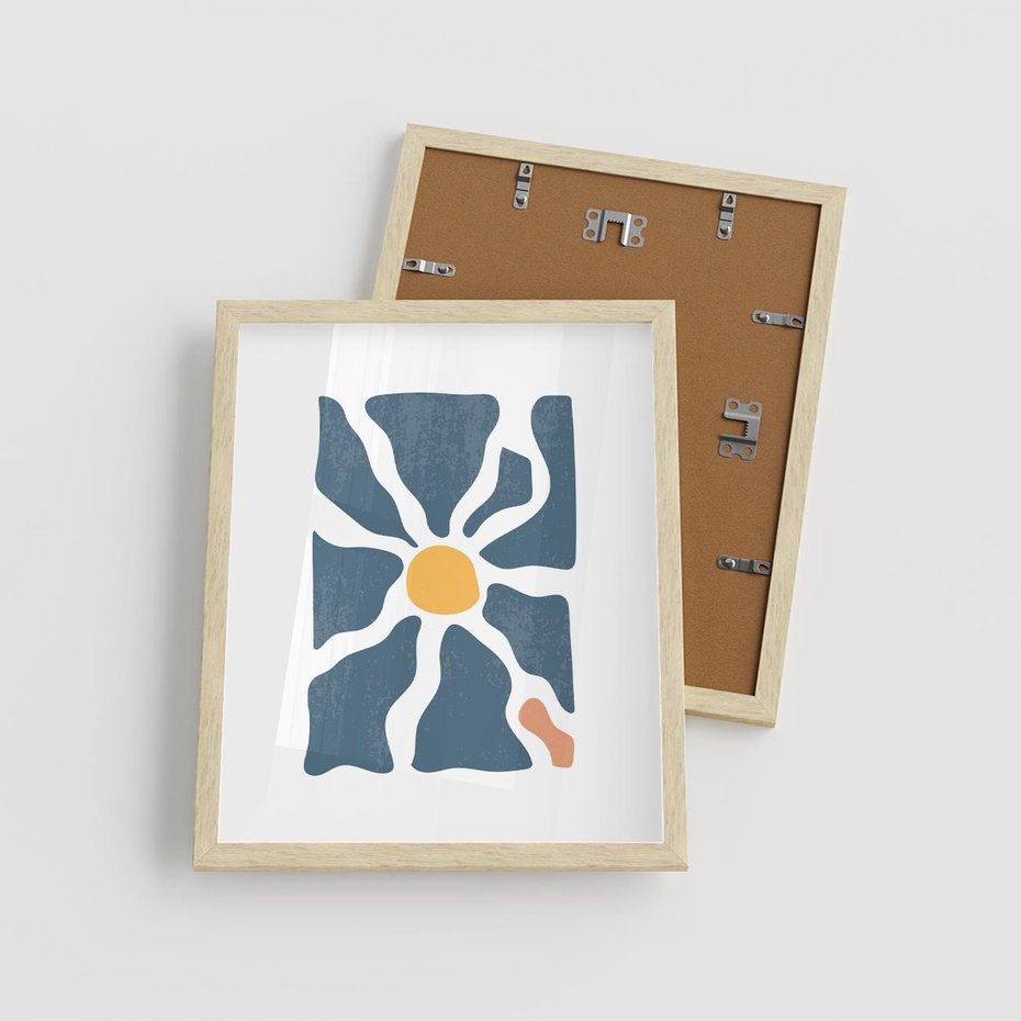 Plakat w ramie 40x50 - Kwiatowy Rezonans - nowoczesna kwiatowa grafika, styl retro - rama drewno