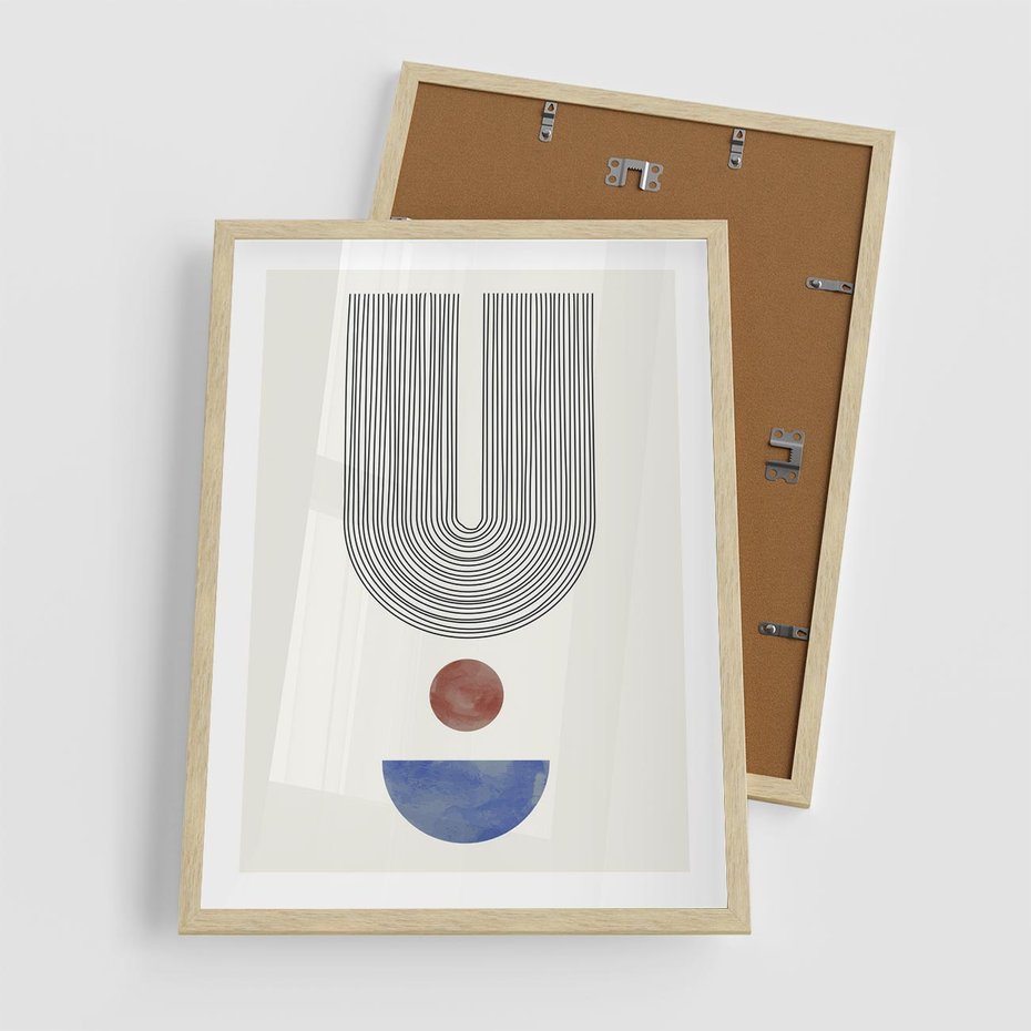 Plakat w ramie 50x70 - Rozplątane Wibracje - nowoczesny plakat, styl midcentury - rama drewno