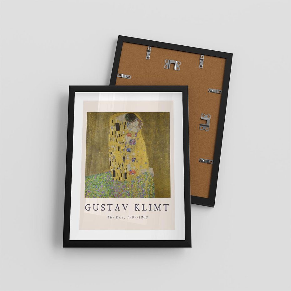 Plakat w ramie 30x40 - Sztuka Klimta - gustav klimt, pocałunek - rama czarna