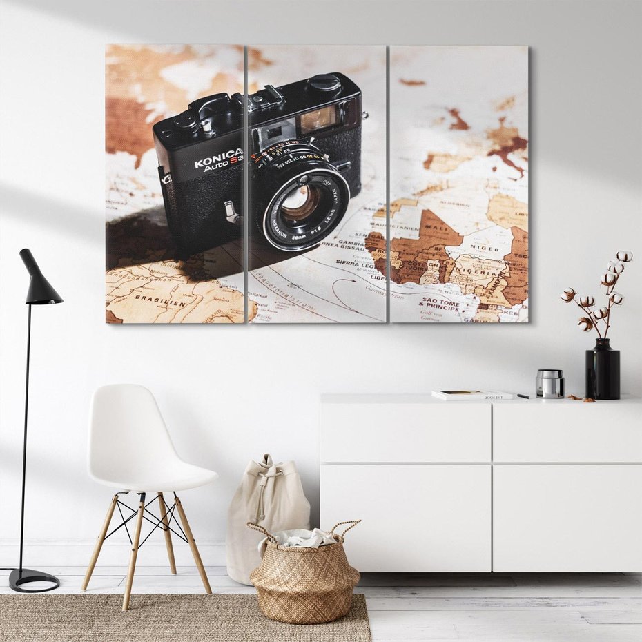 Obraz na płótnie 120x80 - Fotograficzna Przygoda Retro - aparat, retro