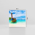 Obraz na płótnie 40x40 - Rajska Plaża Tajlandii: Spotkanie z Naturą - Tajlandia, łódź